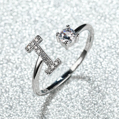 Popular Fashion Silvery AZ Letter Ring Initials Wedding Love Couple Rings Bridesmaid Gift