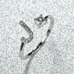 Popular Fashion Silvery AZ Letter Ring Initials Wedding Love Couple Rings Bridesmaid Gift