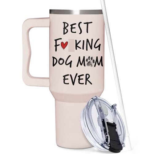 Dog Mom Gifts For Women - Dog Lady Gifts - Mothers Day Gifts For Dog Lovers Birthday Gifts For Dog Owners Christmas Gifts for Dog Mom - Dog Lover Gifts For Women - Dog Mom 40oz Tumbler With Handle