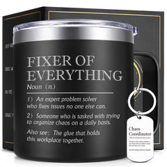 Lifecapido Dad Gifts Boss Gifts Fathers Day Gifts Christmas Gifts for Uncle Husband Grandpa Fixer of Everything Insulated Coffee Mug 14 oz Farewell Gifts Office Gifts for Coworker Boss Colleague