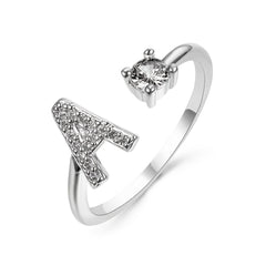 Popular Fashion Silvery AZ Letter Ring Initials Wedding Love Couple Rings Bridesmaid Gift