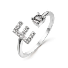 Popular Fashion Silvery AZ Letter Ring Initials Wedding Love Couple Rings Bridesmaid Gift