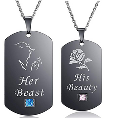 Crown Necklace, Couple Necklace, Titanium Steel Necklace