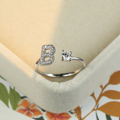 Popular Fashion Silvery AZ Letter Ring Initials Wedding Love Couple Rings Bridesmaid Gift