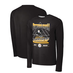 FOCO NFL Mens Official Long Sleeve Helmet Logo Established Long Sleeve Performance T-Shirt (US Alpha Medium Regular Regular Pittsburgh Steelers - Black)