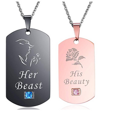 Crown Necklace, Couple Necklace, Titanium Steel Necklace