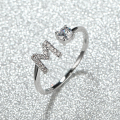 Popular Fashion Silvery AZ Letter Ring Initials Wedding Love Couple Rings Bridesmaid Gift