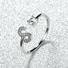 Popular Fashion Silvery AZ Letter Ring Initials Wedding Love Couple Rings Bridesmaid Gift
