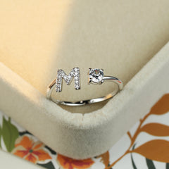 Popular Fashion Silvery AZ Letter Ring Initials Wedding Love Couple Rings Bridesmaid Gift