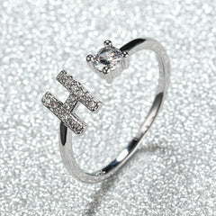 Popular Fashion Silvery AZ Letter Ring Initials Wedding Love Couple Rings Bridesmaid Gift