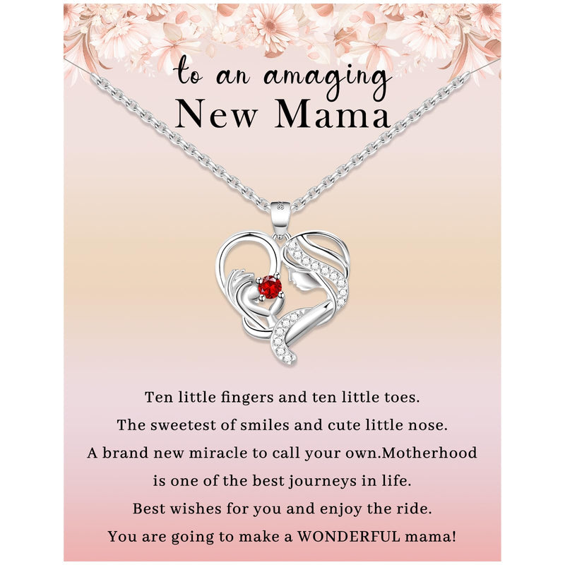 Sterling Silver First Mothers Day Gifts for New Mom Heart Necklace for Mom to be Gifts as Pregnancy First Time Mom Gifts for Expecting Mother or Gender Reveal Gifts
