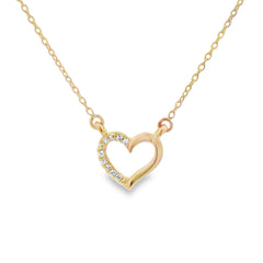 .03ct Diamond Heart Love Pendant 14KT Yellow Gold
