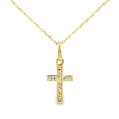 .05ct Diamond Cross Religious Pendant 14KT Yellow Gold
